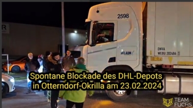 24.02.2024 Autodemo Blockade DHL Depot Ottendorf-Okrilla bei Dresden